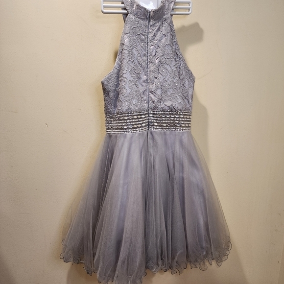 GINDY USA Silver Short Tule sleeveless Homecoming dress size S - Picture 11 of 16